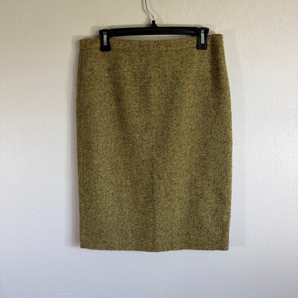 J. Crew Olive Tweed Pencil Skirt